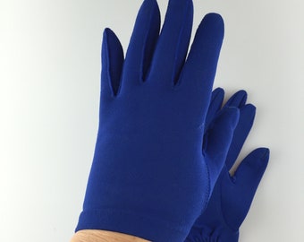 Royal Pops of Blue - Vintage 1950s 1960s Royal Blue Rayon Short Wrist Gloves - 5 1/2 to 6 1/2