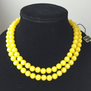 Moon Beam Moments Vintage 1950s NOS Coro Yellow Moonglow Lucite Beads Necklace & Earring Set image 3