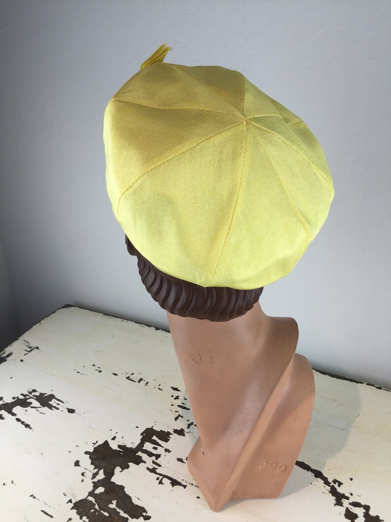 Telephone Belle Vintage 1960s Canary Yellow Rayon Beret Hat image 8