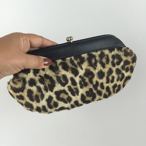 Hunting in the Jungle Vintage 1950s 1960s Faux Leopard Small Clutch Purse Handbag image 1