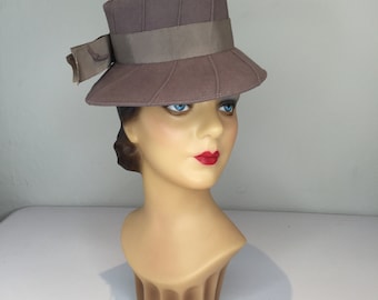 Suspicion Tears Us Apart - Vintage 1940s Gray Grey Wool Perch Fedora Doll StoveTop Hat