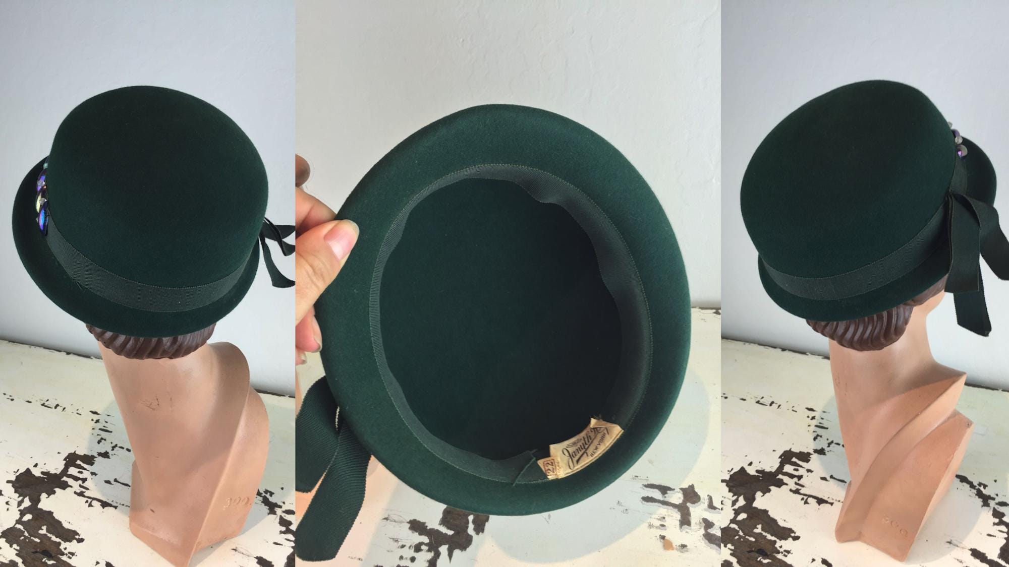 Three Gals Hat Lot #3 - Vintage 1950s Lot of 3 Hats Black 