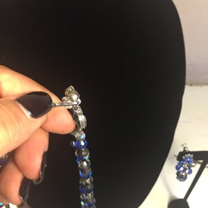 The Blue Danube Vintage 1950s Coro Vendome Cobalt Blue AB Crystal Necklace Earrings Set Rare image 5