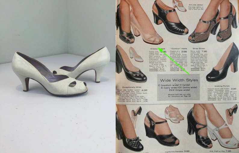 She Won That Contest Vintage 1950s White Open Work Leather Pumps Shoes Heels 9B image 2