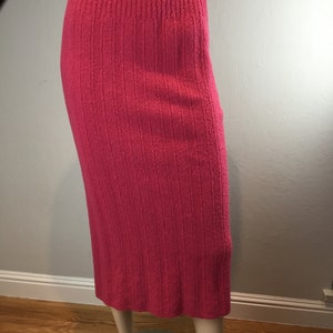 Agnes & Penny Have a Powerful Punch Vintage 1950s Bermuda Punch Pink Wool Knit Sweater Skirt Set M image 6