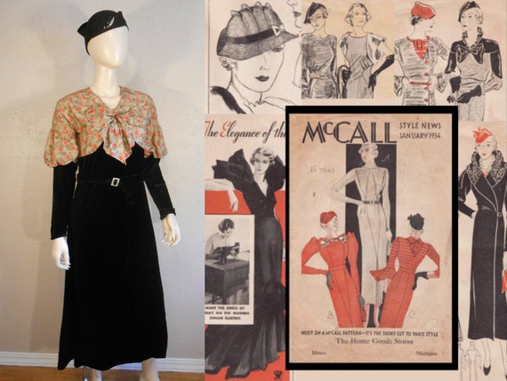 Design For Living - Vintage 1930s Black Velvet & D