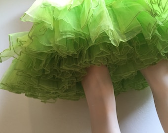 Swirl Into Summer - Vintage 1950s 1960s Bright Green Double Layered Crinoline Petticoat