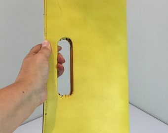 It Was Hers and Hers Alone - Vintage 1960s Canary Yellow Faux Leather Clutch Handbag Purse