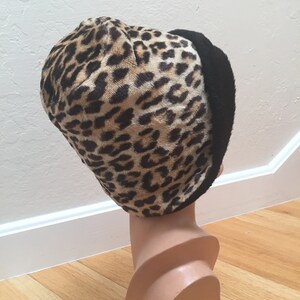 Avenue Book Browsing Vintage 1950s 1960s Faux Fur Leopard Cloche Beehive Slouch Convertible Hat image 4