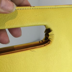 It Was Hers and Hers Alone Vintage 1960s Canary Yellow Faux Leather Clutch Handbag Purse image 7