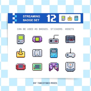 Retro Gaming Consoles Pixel Art Sub/Bit Badges for Twitch, Kick, Discord Streaming