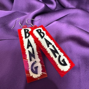 BANG!! Acrylic Banner Earrings for Cowgirl Carter Concerts Rodeo