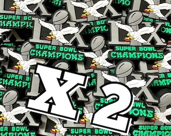 Limited Edition Philadelphia Birds Swoop INSPIRED SBowl Lix Winner Champion Retro Shoe Clog Charm Game Day Accessory Unique Gift Rare PAIR 2