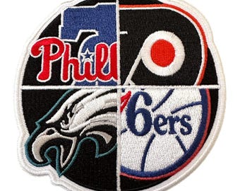 Parche bordado termoadhesivo o para coser de los Philadelphia Phillies, Birds, Flyers y Sixers. Ideal para chaquetas, bolsos, mochilas, jeans y suéteres.