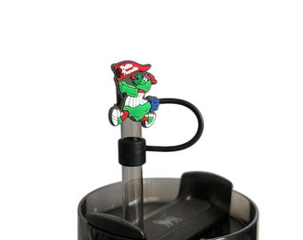 Philadelphia Sports Phillies Phanatic INSPIRED MLB Baseball Reusable Silicone Straw Cap Cover Topper Cup Accessory Charm Drinkware RARE Gift
