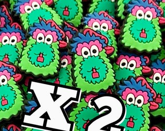 PAIR of 2 Philadelphia Phillies Phanatic Face Mascot INSPIRED Shoe Clog Bag Purse Tote  Charm Accessory Great Gift Kids Boys Girl Teen Adult