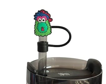 Philadelphia Sports Phillies Phanatic INSPIRED MLB Baseball Reusable Silicone Straw Cap Cover Topper Cup Accessory Charm Drink Rare Gift