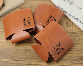 Custom Groomsmen Can Cooler, Groomsmen Gifts Personalized, Engraved Leather Can Cooler, Beer Can Holder, Groomsmen Proposal, Gifts for Men