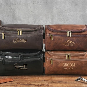 Anpassad necessär för män, present till frieri för marskalkar, personligt Dopp-kit i konstläder, resväska för män, present till best man