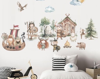 Removable Vinyl Viking Wall Decal Viking Empire Wall art Bedroom Wall Sticker For Kid Room Decor