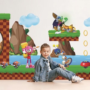 Removable Super Sonic Wall Decal Knuckles Wall art Tail Wall Sticker For Kid Room Decor