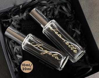 Hand Engraved Mini Perfume Bottle – Personalised Bridesmaid Proposal Gift – Refillable Atomiser – Custom Engraved Wedding Keepsake