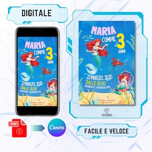 Princess Ariel Little Mermaid Birthday Invitation