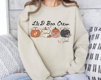 Sudadera de enfermera Lil Boo Crew, camiseta de Halloween con fantasma adorable, Comfort Color®, regalo espeluznante para estudiantes de enfermería, camiseta de enfermera de la UCIN, regalo de enfermera de Halloween