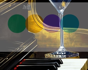 Martini Glas Ölgemälde, Klaviertasten Kunst (Digitaldruck)