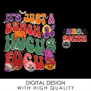 Retro Hocus Focus Halloween PNG: Groovy Teacher Design (Digital Download