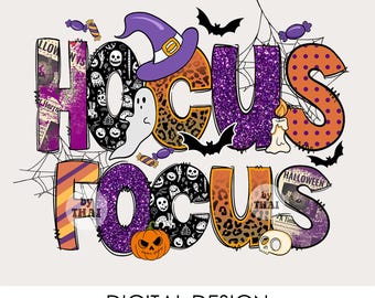 Hocus Focus Halloween PNG: Spooky Season Sketch (Digital Download
