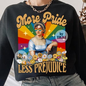 Retro Rainbow More Pride Less Prejudice wilde bloemen png, trotsmaand LGBTQ png, trotse bondgenoot png digitale download