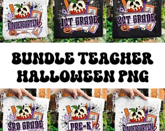 Bundle Kindergarten Halloween Png, In My Spooky Teacher Era Png, Preppy Teacher Halloween Png, Trick Or Teach Digital Download