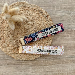 Sleutelhangerarmband | Polsbandje | Gepersonaliseerde stoffen sleutelhanger | Cadeau voor leraar | Cadeau voor oppas