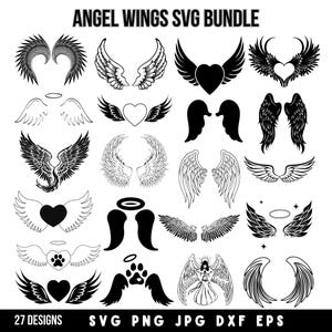 Angel Wings Svg Bundle, Angel Wings Png, Wings Shape Clipart, Angel Wings Svg, Wings Outline Svg, Svg Files For Cricut, Instant Download