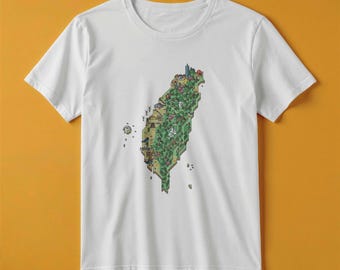 Camiseta con el mapa de Taiwán / Estilo de juego de aventuras retro