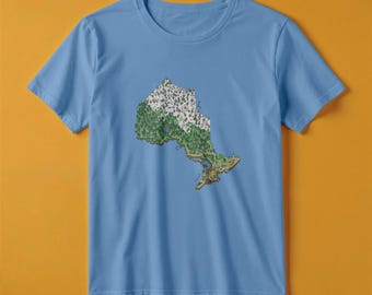 Camiseta con el mapa de Ontario / Estilo de juego de aventuras retro