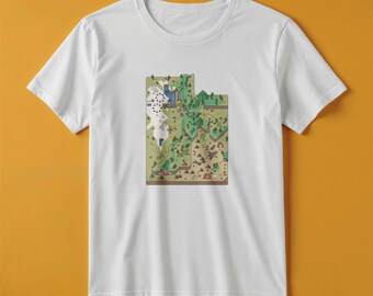 Camiseta con el mapa de Utah / Estilo de juego de aventuras retro