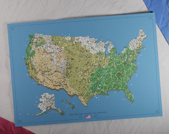 EE. UU.: Mapa impreso de los Estados Unidos de América / Estilo de juego de aventuras retro