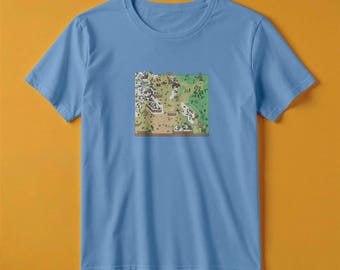 Camiseta con el mapa de Wyoming / Estilo de juego de aventuras retro