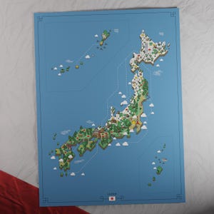 Carte du Japon | Style aventure rétro | Carte au design unique avec une esthétique inspirée du jeu nostalgique.