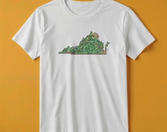 Camiseta con el mapa de Virginia / Estilo de juego de aventuras retro