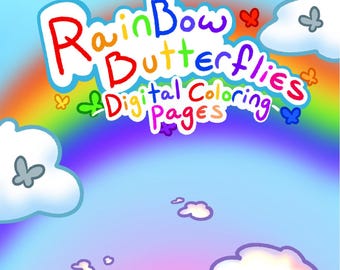 Rainbow Butterfly Coloring Pages: 24 Hand-Drawn Designs (Digital Download)