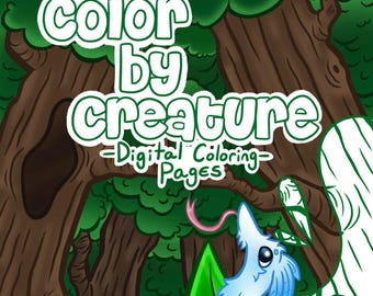 Fantasy Creatures Color By Number: Kids' Coloring Pages (Digital Download)