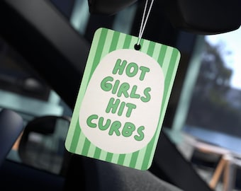 Funny Hot Girls Hit Curbs Car Air Freshener - Playful Car Decor