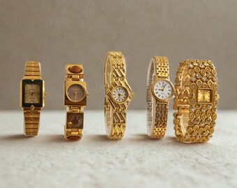 Vintage Hudson Gold Chain Watch Women display picture 3