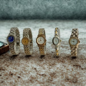 Vintage Silver & Gold Bracelet Watch: 90s Retro Timepiece