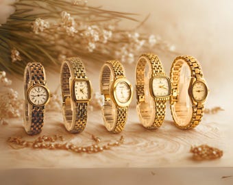 Vintage Gold Ladies Watch: Quartz Bracelet Styles with Roman & Pearl Dials