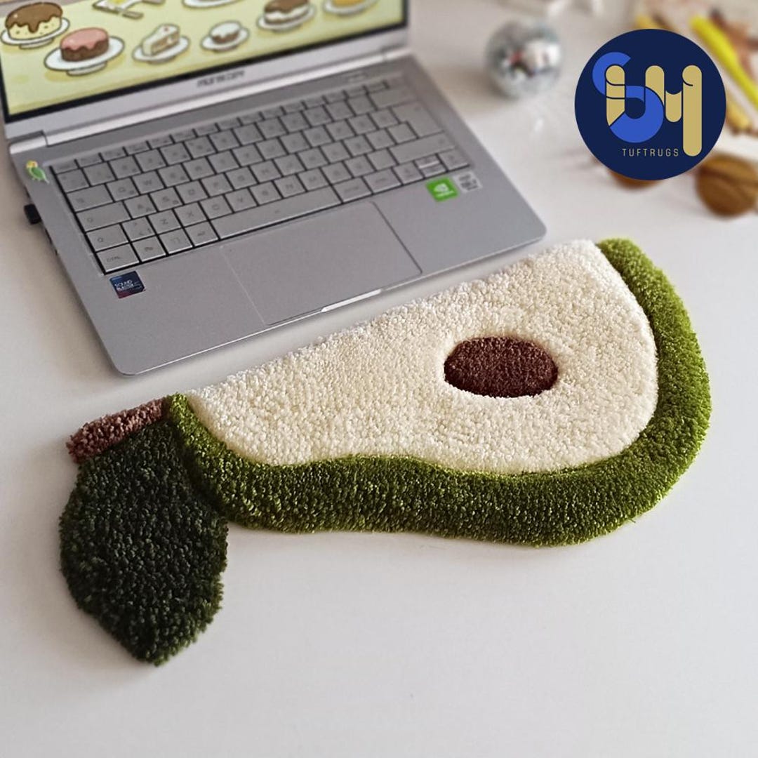 Pear Shaped Tufted Wrist Rest Rug – Handmade Keyboard Mat, Kawaii Desk ...