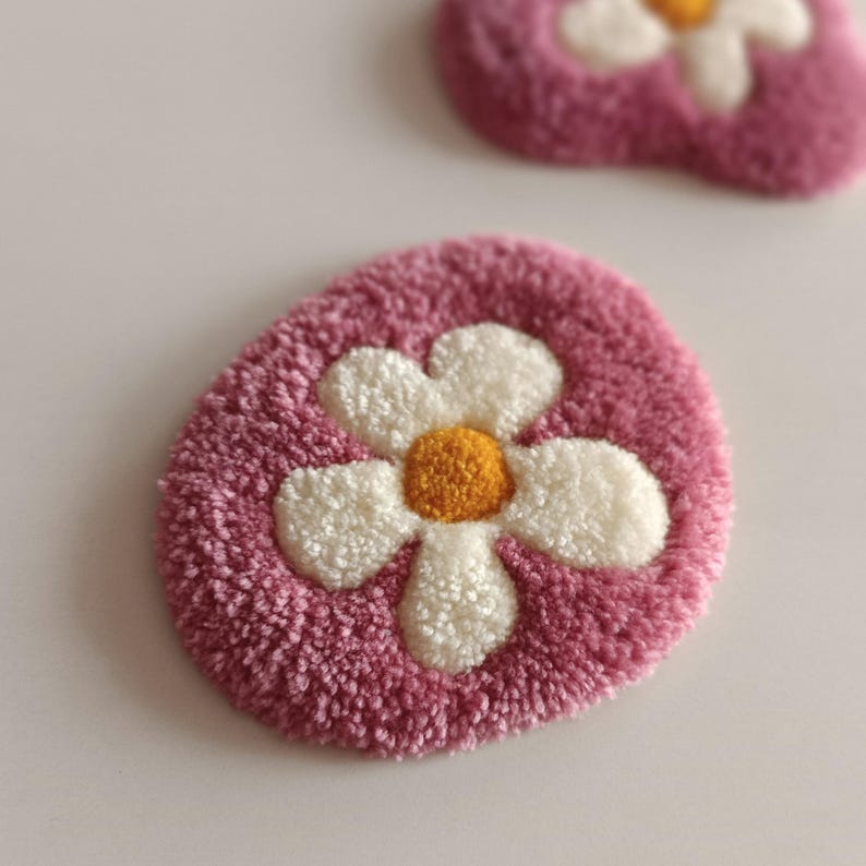 Mouse Pad Tuft Rug Handmade Flower Tufted Mouse Rug – Kawaii Pad Wrist Rest, Soft Daisy ...